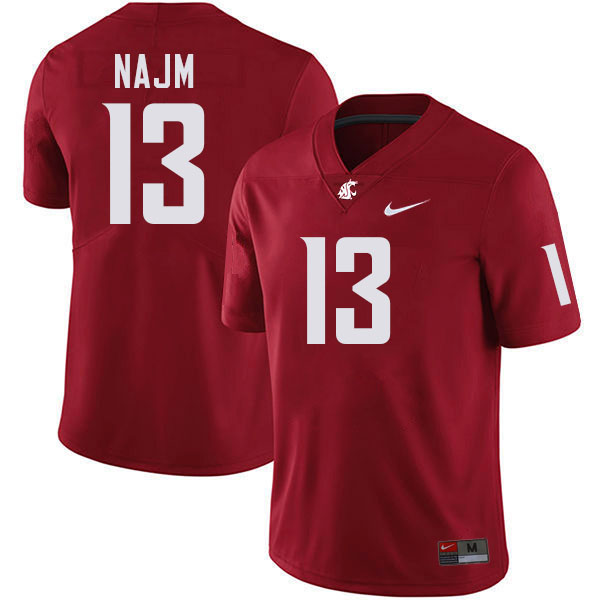 Men #13 Hunter Najm Washington State Cougars College Football Jerseys Stitched-Crimson